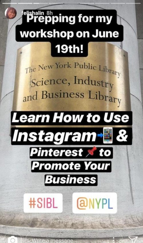 What About Instagram Stories is now a workshop at the Science and Business Library in NYC on June 19