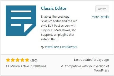 Classic Editor of WordPress
